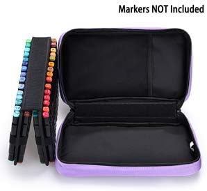 BTSKY Art Marker Carrying Case Lipstick Organizer-60 Slots Canvas Zippered Markers Storage for Copic Prismacolor Touch Spectrum Noir Paint Sharpie Markers - Image 4