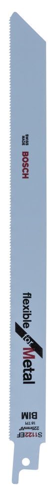 Bosch Professional 2608656020 5 Pieces Reciprocating Saw Blade S 1122 EF Flexible for Metal (for Metal, 225 x 19 x 0,9 mm, Accessories for reciprocating saws), Blue