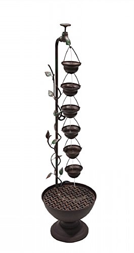 Alpine MAZ254 6 Hanging Cup Tier Layered Floor Fountain, 36"