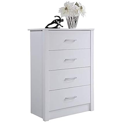 Amazon Com Pemberly Row 4 Drawer Chest In White Kitchen Dining