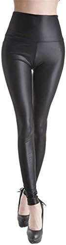 yisqzjzj Fascinating Women Girls Leather Faux Leggings BlackLarge
