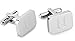 White-Gold Plated Monogram Initial Engraved Stainless Steel Man’s Cufflinks With Gift Box -Personalized Alphabet Letter’s By Lux & Pier (H- White Gold)