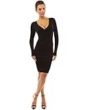 PattyBoutik Women's V Neck Long Sleeve Knit Dress