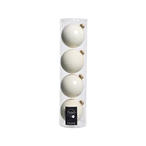 Kerstballen kerstballen glazen ballen uni glanzend mat wolwit, Ø: 100mm