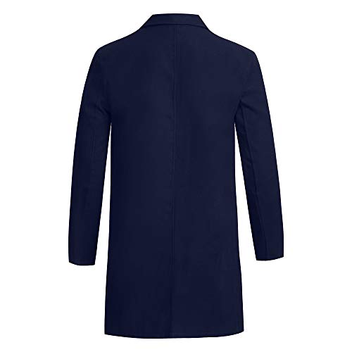 Dacawin_Men Coats Men's Winter Slim Trench Jacket Casual Mid-Long Suit Overcoat Solid Color Long Sleeve Button Coat