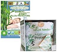The Greenzone Collection Bundled Bamboo Viscose XL Twin Mattress Protector with Jersey top and Queen Pillow Protectors