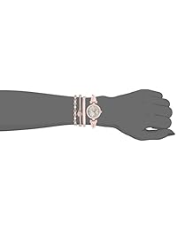 Anne Klein, juego de brazalete y reloj dorados con acentuación de cristal Swarovski AK   2238RGST para mujer.
