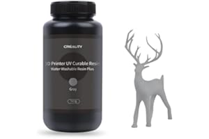 Creality Water Washable 3D Printer Resin, 405nm UV Curing Resin with High Precision 3D Printer Resin with Low Viscosity, High Toughness, Photopolymer Resin for LCD 3D Printing, Grey 500g