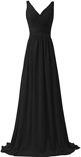 Sunvary Woman A-line Chiffon Bridesmaid Dresses Wedding Guest Gowns Size 14- Black