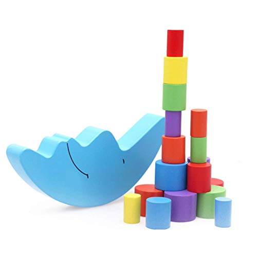 image for SITELLY Interesting Wooden Moon Balancing Frame Colorful Block Buildin