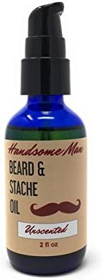 Handsome Man Beard Oil for Men - Soft, Smooth, Manageable Care for Beards and Mustaches - Natural Beard Growth Oil and Beard Conditioner, Softener, Moisturizer - FREE Sample Soap (Unscented)