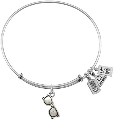 WIND AND FIRE SUNGLASSES CHARM SILVER TONE EXPANDABLE BANGLE BRACELET WF562