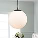 Light Society Zeno Globe Pendant, Frost White with Black Finish, Contemporary Mid Century Modern Style Lighting Fixture (LS-C175-BK-WH)