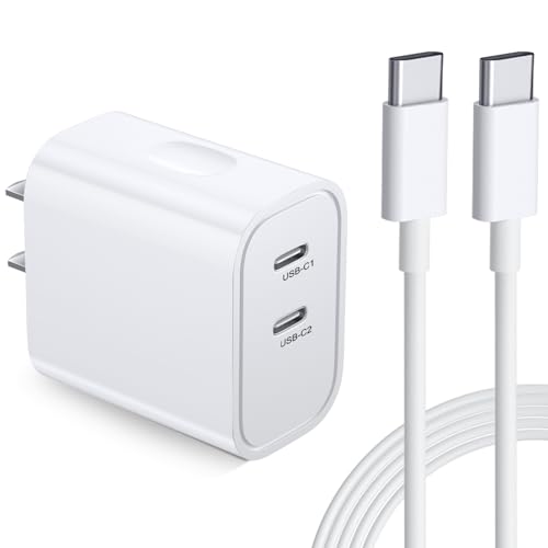 USB C Charger Block, Bangfun 20W Dual Port USB C Power Adapter Fast Chargeur Wall Plug with 6FT Type C Cable Charging Block Brick for iPhone 17 16e 15 Pro Max Plus Pad Air,Pixel 10 9 8 7(White)