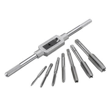 Generic M3-M12 Tap Wrench With 7Pcs M3-M12 Taps Set Adjustable Bar Taps Holder Straight Tapping Wrench
