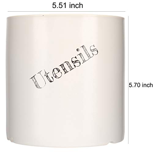 Large Ceramic Kitchen Utensils Holder Jumbo Cooking Utensil Crock Kitchen Tools Organizer Caddy (White)