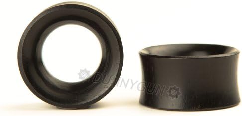 15/16" Pair Black Dogwood Beveled Hollow Gauged Wood Plugs