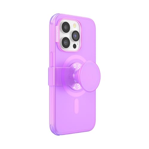 PopSockets iPhone 14 Pro Case with Phone Grip and Slide Compatible with MagSafe, Phone Case for iPhone 14 Pro, Wireless Charging Compatible - Opalescent Pink