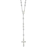 Diamond2Deal Sterling Silver Polished Rosary 26 inch Necklace Gift
