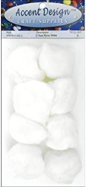 PA Essentials White Pom 2" 8pc