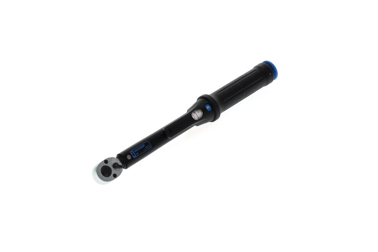 GEDORE Torcoflex Torque Wrench 1/4 Inch 5-25 Nm with Lever Reversible Ratchet, Steel Tube, Black/Blue