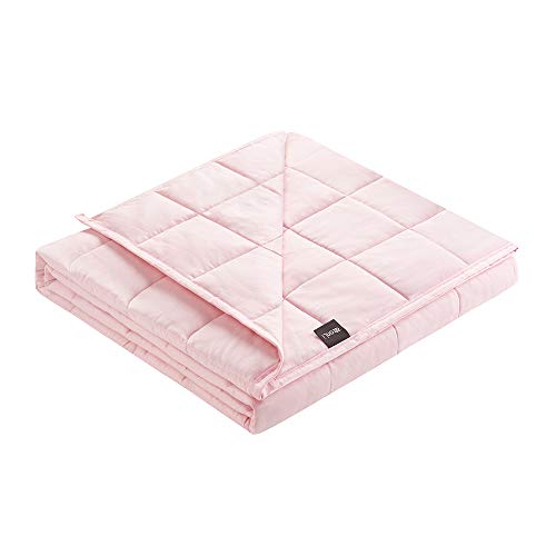 ZonLi Weighted Blanket 5 lbs(36''x48'', Pink), Cooling Weighted Blanket for Kids, Natural Cotton Material with Glass Beads