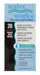 Water Works Permanent Powder Hair Color - #20 Black 0.2 oz. (Pack of 2)