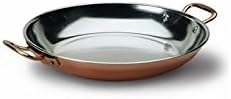 Frying Pan in Tinned Copper, 2 handles in Brass. CM. 32