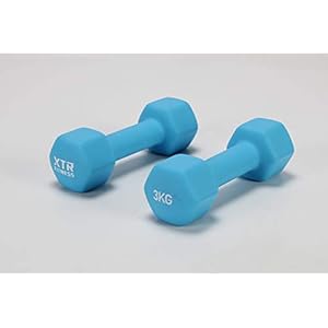 xtr Pair Set 3KG Neoprene Hex Dumbbells Sky Blue