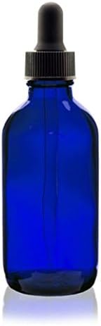 4 Pack of 4 oz Cobalt Blue Glass Bottles with Glass Dropper for Essential Oils and Aromatherapy - Improved Packaging! - Gaia Body Care
