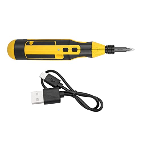 fregthf Elektro-Schrauber 4V Akkuschrauber USB Recharagable Hartmetall-Bohrer mit Kabelbox Gelb – Bild 5