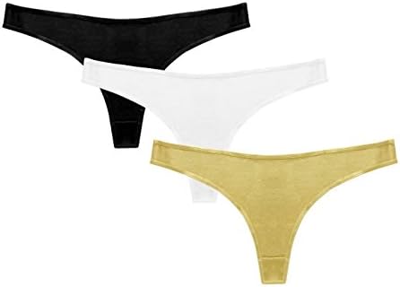 AMTopShow Cotton Panties for Women, Sexy Thongs for Women Pack in Pure Color of Black, White, Beige-XL Size