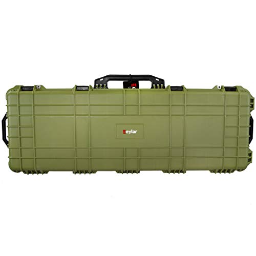 Eylar 44 Inch Protective Roller Tactical Rifle Hard Case with Foam, Mil-Spec Waterproof & Crushproof, Two Rifles Or Multiple Guns, Pressure Valve with TSA Approved Lockable Fittings OD Green