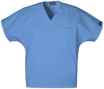 Cherokee Workwear Scrubs Unisex V-neck Tunic Top, Ciel, XX-Small