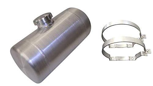1 Gallon - 6x10 Center Fill Spun Aluminum Gas Tank - w/Stainless Steel Mounting Brackets - Riding Mower, GO-Kart, Mini Bike - 1/4 NPT - Made in the USA!
