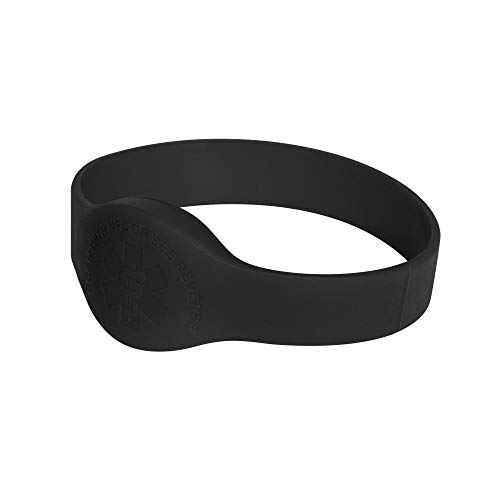 Tap2Tag-189-mm-Large-Black-Teardrop-Medical-Alert-Wristband