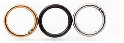 Septum Ring Piercings 16G Set of 3 Hinged Nose Rings in Black, Gold & Silver