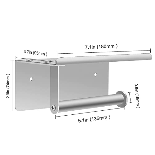 Bosszi Wall Mount Toilet Paper Holder, SUS304 Stainless Steel Bathroom Tissue Holder with Mobile Phone Storage Shelf, Brushed Aluminum