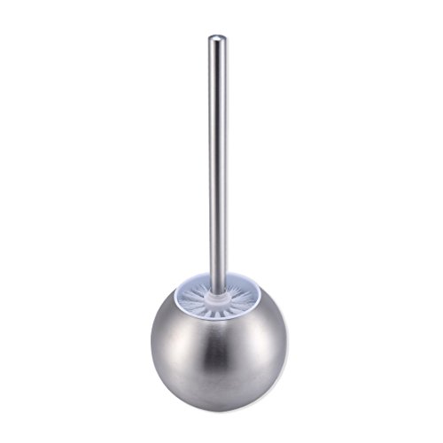 Stainless Steel Spherical Toilet Brush with Bowl Holder Base, Matte Finished, for Bathroom & Washroom Storage