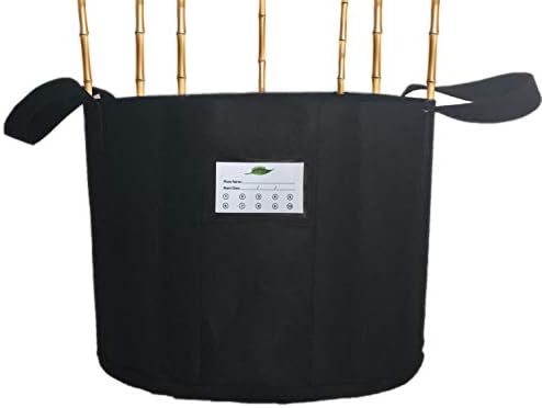 FGP Fabric Grow Pot 1 Gallon 5 Pack Indoor/Outdoor Plant Premium Fabric Pot, w/Open Screen at The Bottom for Flush, Exterior 3 Slots for Bamboo, Steel, Trellis Placement, Tag Holder No Handles