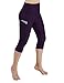 ODODOS High Waist Out Pocket Yoga Capris Pants Tummy Control Workout Running 4 Way Stretch Yoga Leggings,DeepPurple,Large