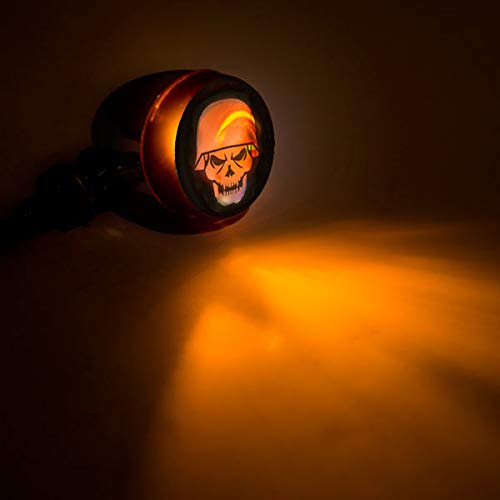 Krator 2pcs Skull Lens Black Motorcycle Turn Signals Bulb Indicators Blinkers Lights - Thumbnail 5