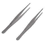 Zelta 10 Inch Food Tweezer Tong Serrated Blunt Tips Kitchen Seafood Tool Stainless Steel, 2 Pieces