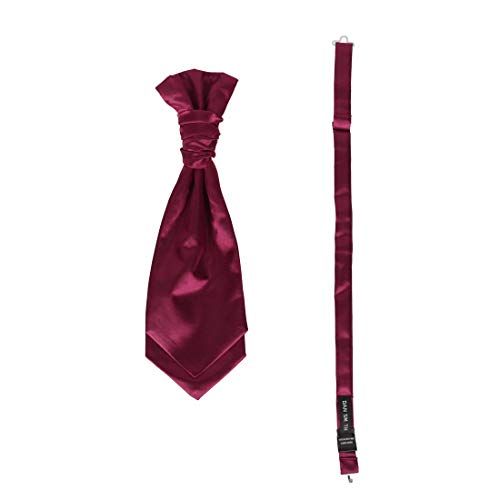 Red Ascot Cravat Tie For Men Satin Solid PreTie For Mend Classic Ascot Scarf Fashion Dan Smith C.C.AQ.L.001 Wine Red - Thumbnail 3