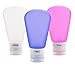 ZOPPEN TSA Approved Travel Bottles 3 Oz x 3, Leak Proof BPA Free Refillable Carry On Containers w/Shampoo Label, Blue/White/Red