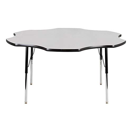 Flower Adjustable Height School Classroom Activity Table - Gray Nebula Top/Black Edge