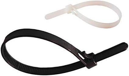 100 x Releaseable cable tie extra strong !!! Choose: Size and Colour, colours:black, Größe Kabelbinder:7.6 mm x 350 mm