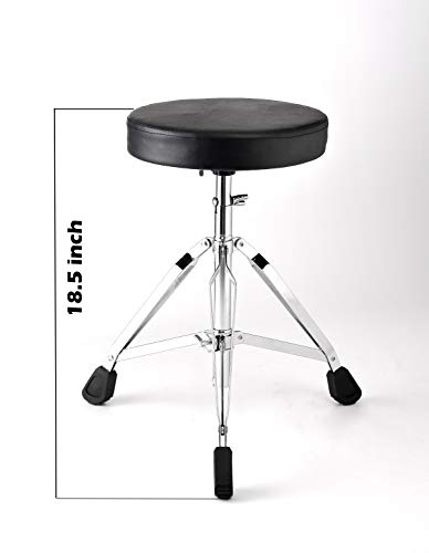 G Ganen Thick Padded Foldable Drum Throne Saddle Stool Adjustable Height No-slip Black