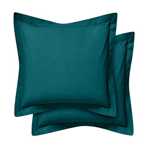 Photo 1 of Cotton Metrics Heavy Quality European Square Pillow Shams Set of 2 Teal 600TC 100% Organic Cotton Euro Pillow Shams 26x26 Pillow Cover, Cushion Cover Euro Size