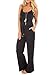 sullcom Women Summer Solid Sleeveless Wide Leg Jumpsuit Casual Spaghetti Strap Stretchy Long Pant Rompers